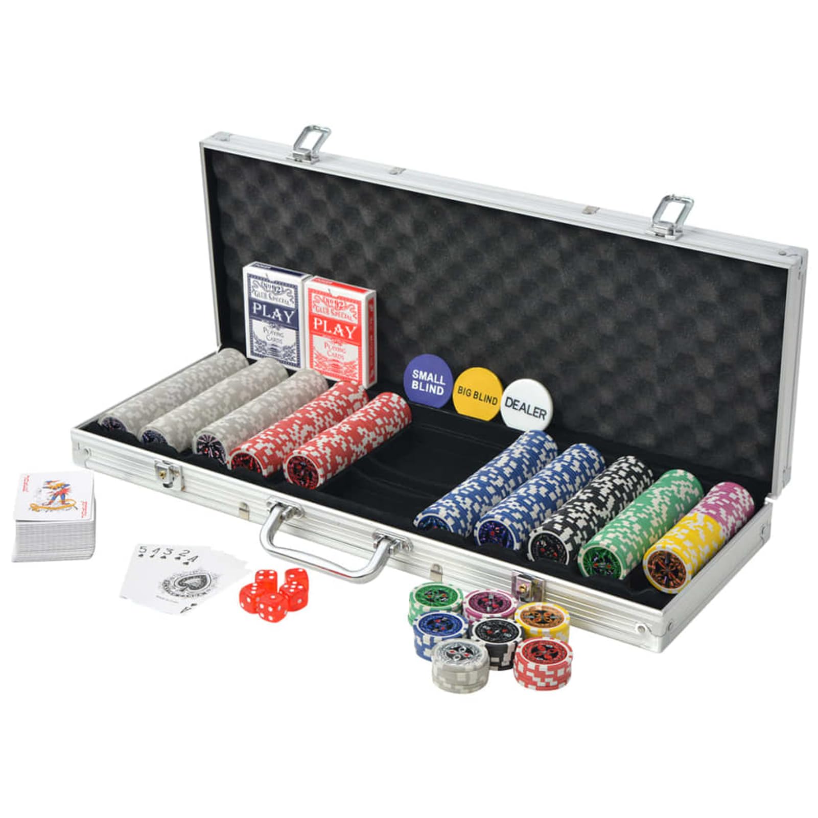 Homgoday Jeu de poker avec 500 jetons laser mallette en aluminium multicolore plastique résistant