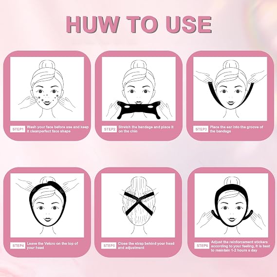 Anti Snoring Chin Strap for CPAP Users,V-Line Mask/Chin Strap for Sleeping,Chin Strap for Women,Reusable Face Strap,Chin Up Patch,V-Shaped Belt,Shaped Face Mask for Sagging (Black)