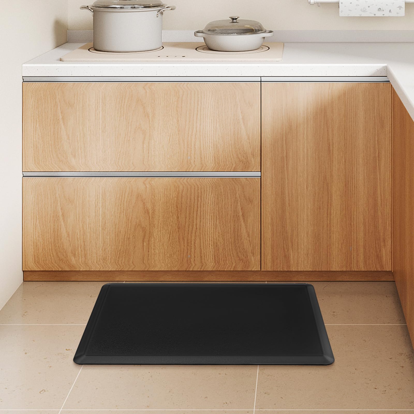 COHEALI Tappetino Antifatica Nero per Cucina e Ufficio in Pvc e Schiuma 44x71x1,2 Cm Multiuso Riduce Affaticamento per Banchi Cassa e Scrivanie in Piedi