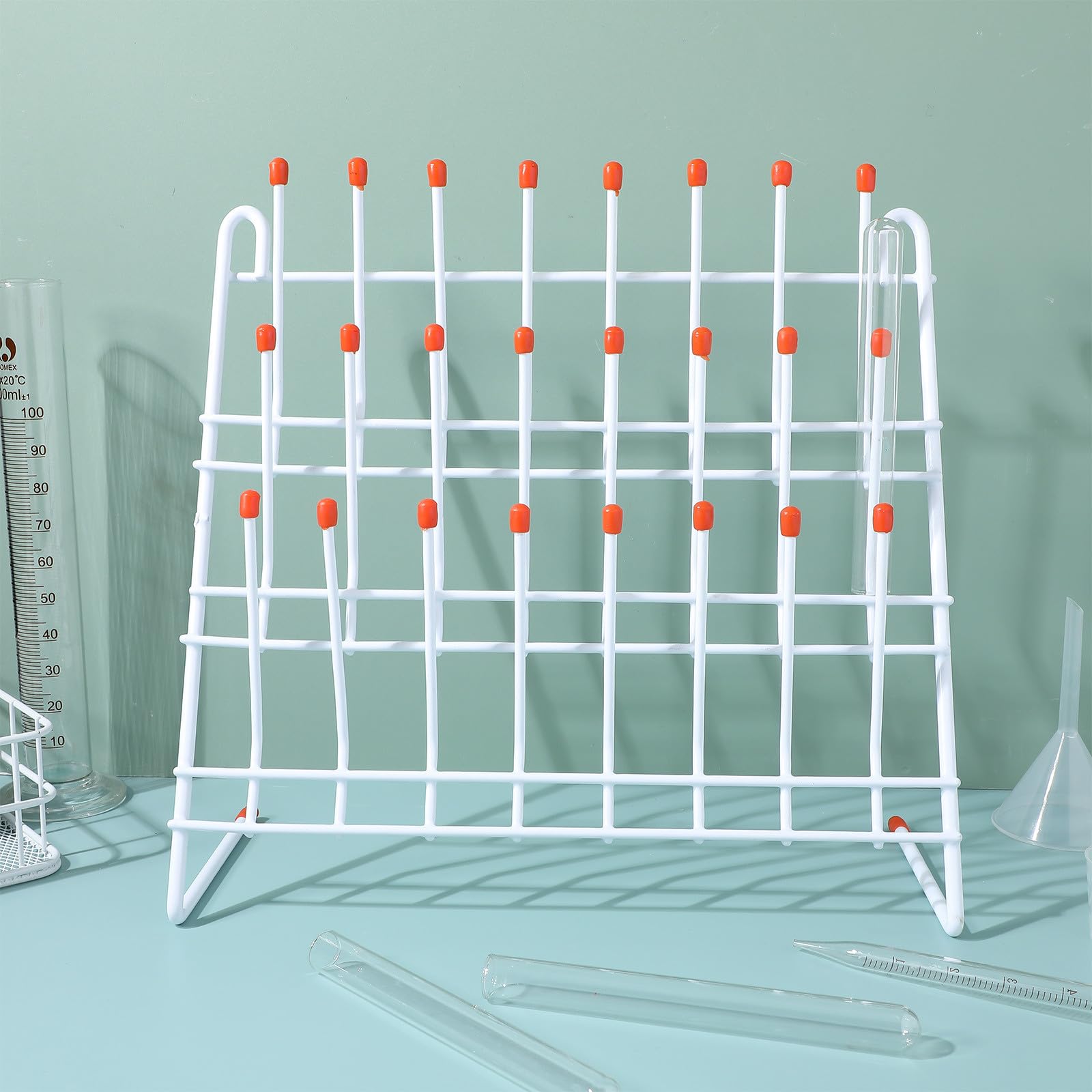 ABOOFAN Rack di Essiccazione per Provette in Metallo Resistente e Leggero, Design Compatto per Laboratorio, Supporto per Asciugatura Tubi e Vetreria da Laboratorio