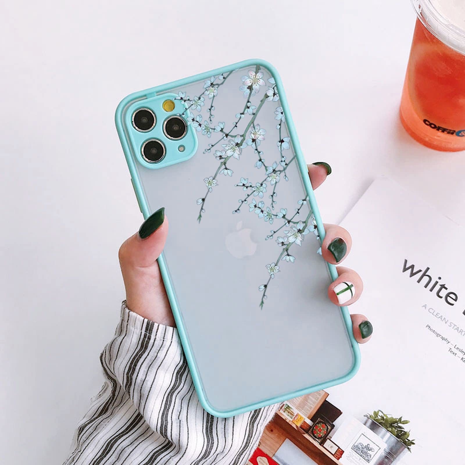 Amazon.co.jp: インク梅の花の絵電話ケース For iPhone 7 8 プラス SE