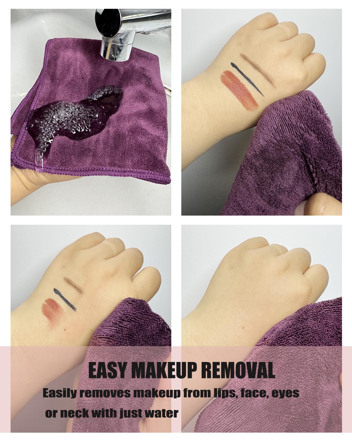 HIDMD Microfibre Face Cloth Makeup Remover Cloth Facial Washcloths Face Cleaning Towels For Eye Face Exfoliating Bath 30CM X 30CM 6 PACK Maroon - Image 4
