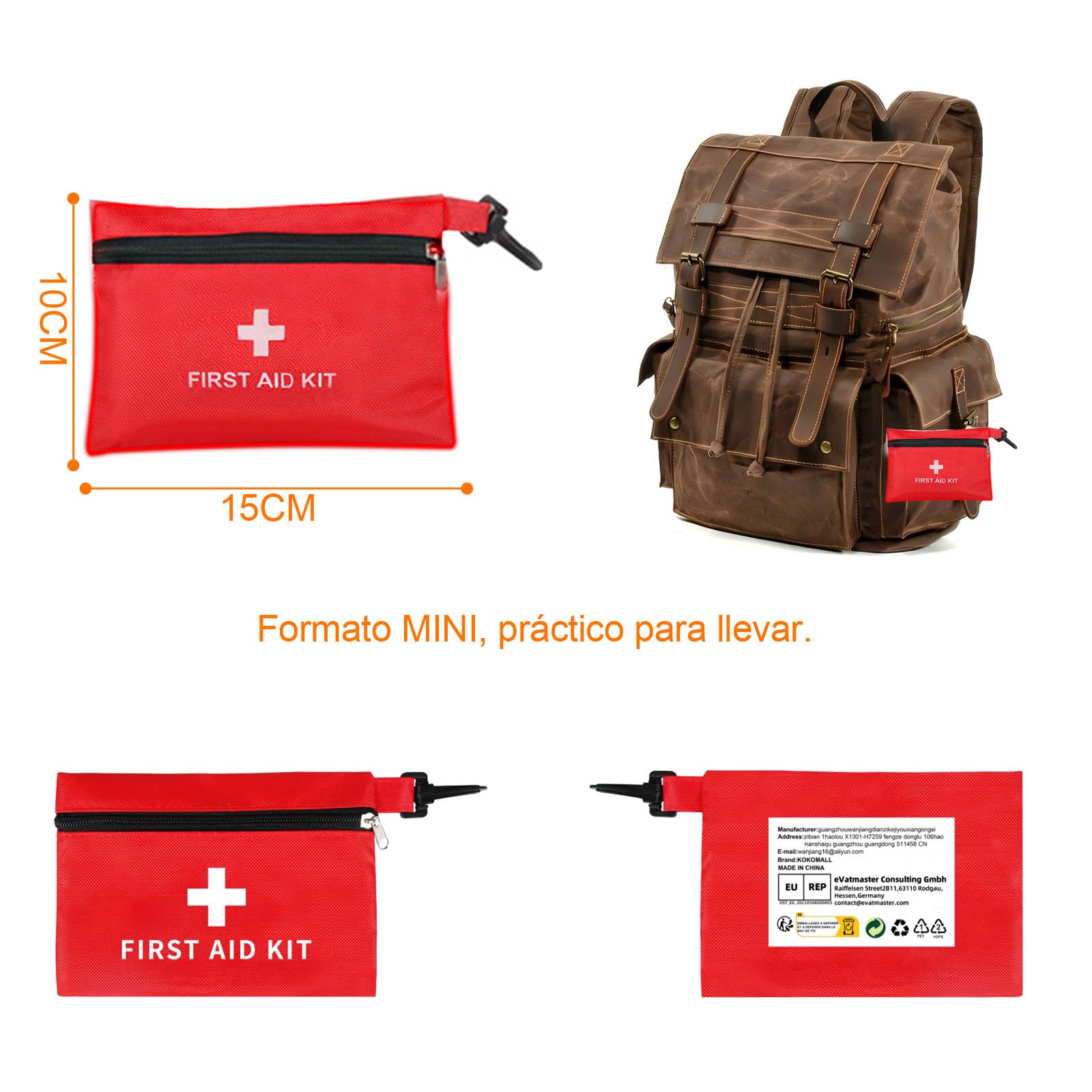 Botiquín de Primeros Auxilios 80 Piezas Mini Kit para Coche Moto Viaje Hogar