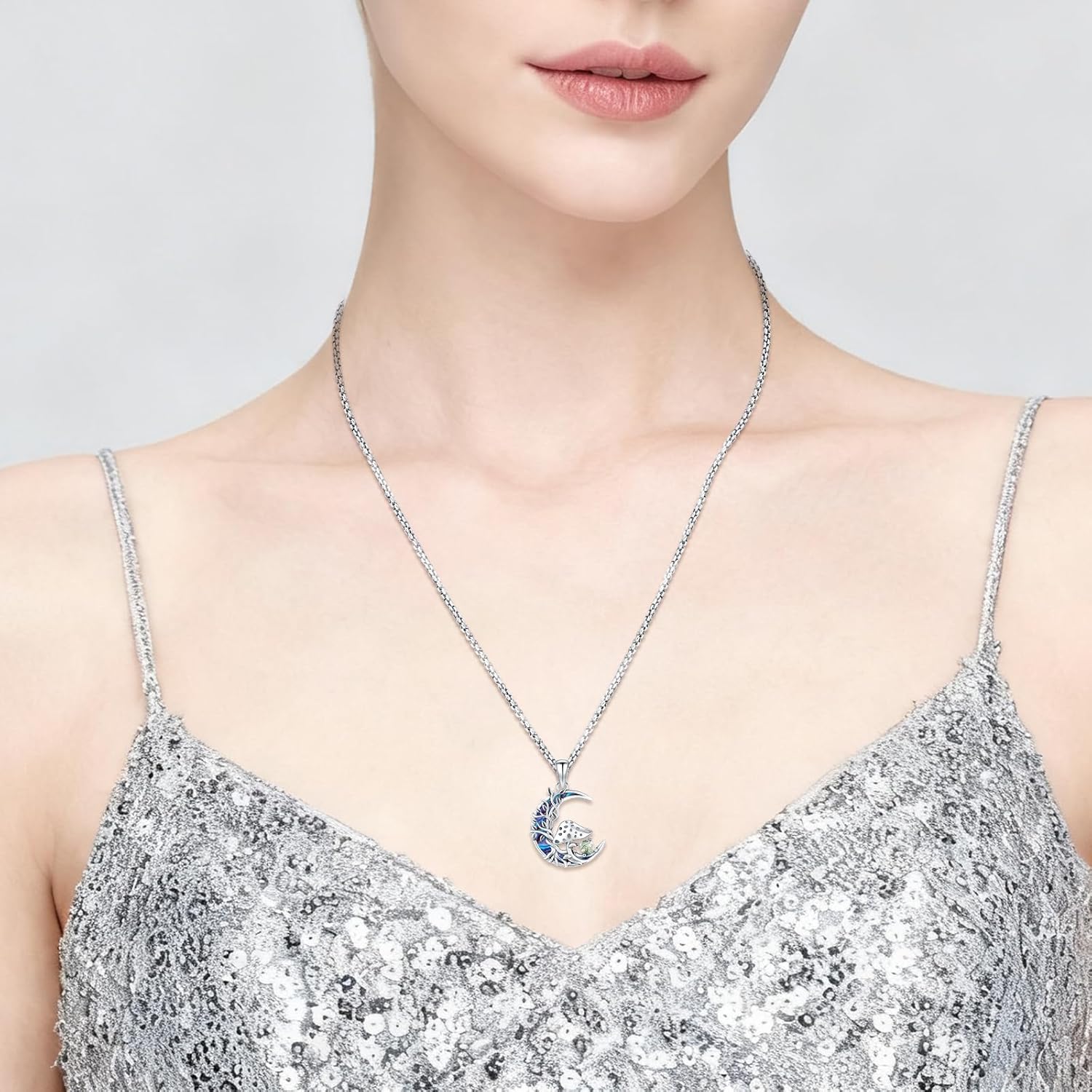 Sterling Silver Tree of Life Necklace for Women Oval Family Tree Necklace Abalone Shell Moonstone Pendant Mother Day Necklace for Mom Tree of Life Jewelry - Image 7