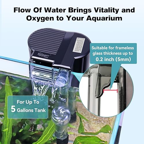 Miniatura 2 de hygger Filtro de acuario para colgar en la parte posterior, sistema de filtración de cascada de filtro de pecera, flujo de agua ajustable con