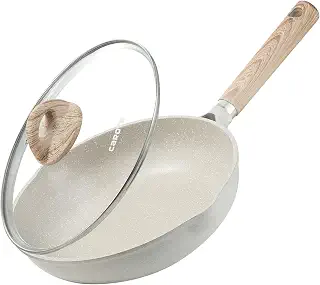 CAROTE カローテ フライパン 蓋付き 20cm ih対応 PFOA PFOS フリー マーブルコート ツルツルすべる くっつきにくい 洗いやすい 目玉焼き オムレツ オール熱源対応 一年保証 グレージュ Cosyシリーズ