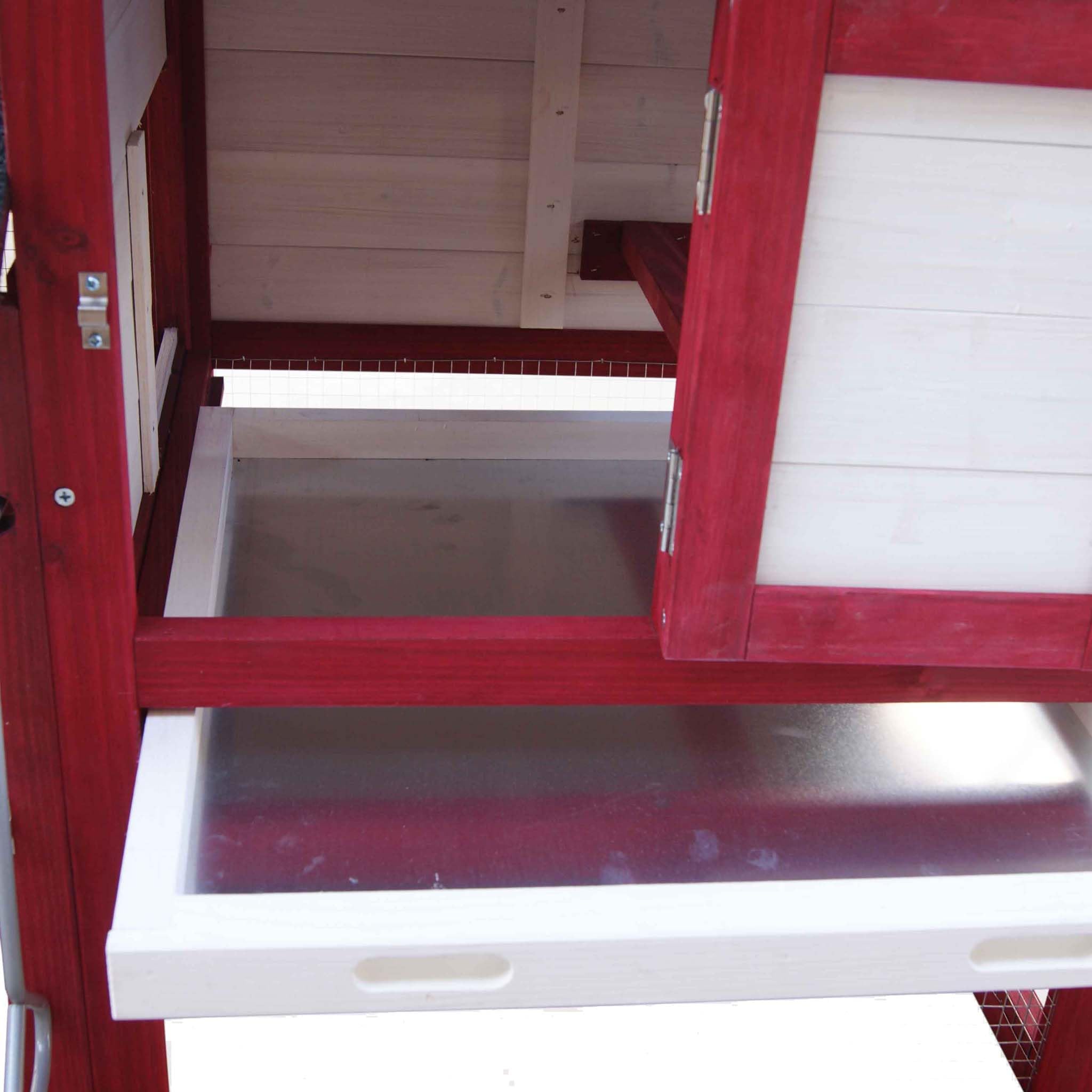 Gallinero con nidos y Corral Caseta con Suelo extraíble tejado Plegable Casa gallinas Rojo y Blanco