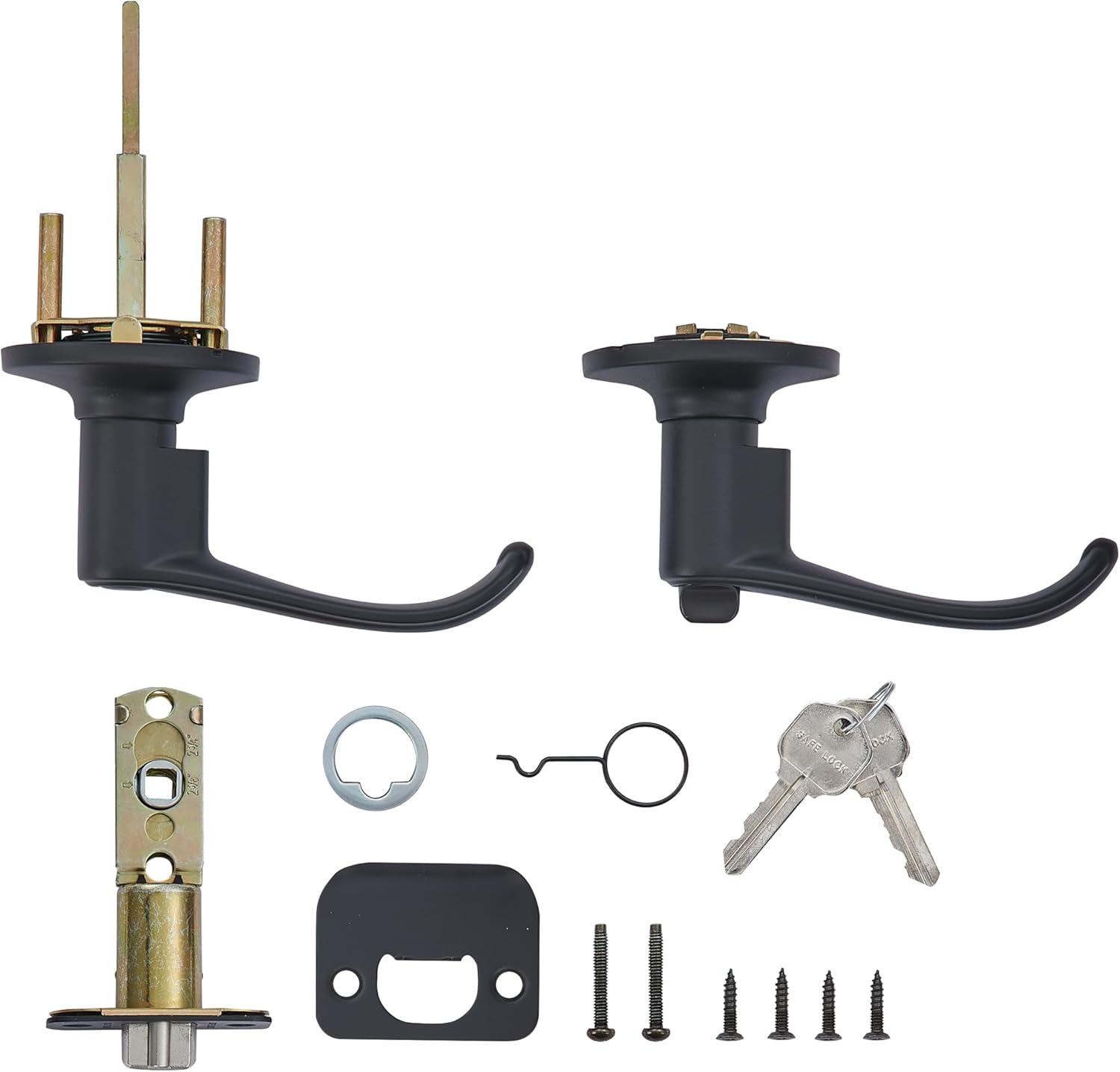 Safe Lock - Grapevine Lever, Entry Door with Lock and Key, Matte Black Finish