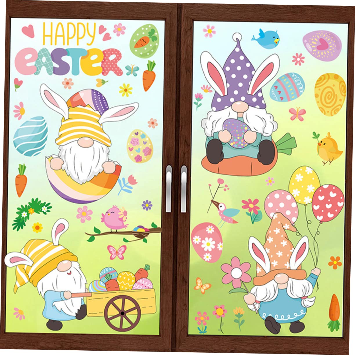 Alipis 5 Ensembles Autocollant Mural De Pâques Flocon De Neige Œuf Lapin De Dessin Animé Décor D'autocollants De Porte De Noël Fenêtre Film Nains Verre De Pâques Stickers Pvc
