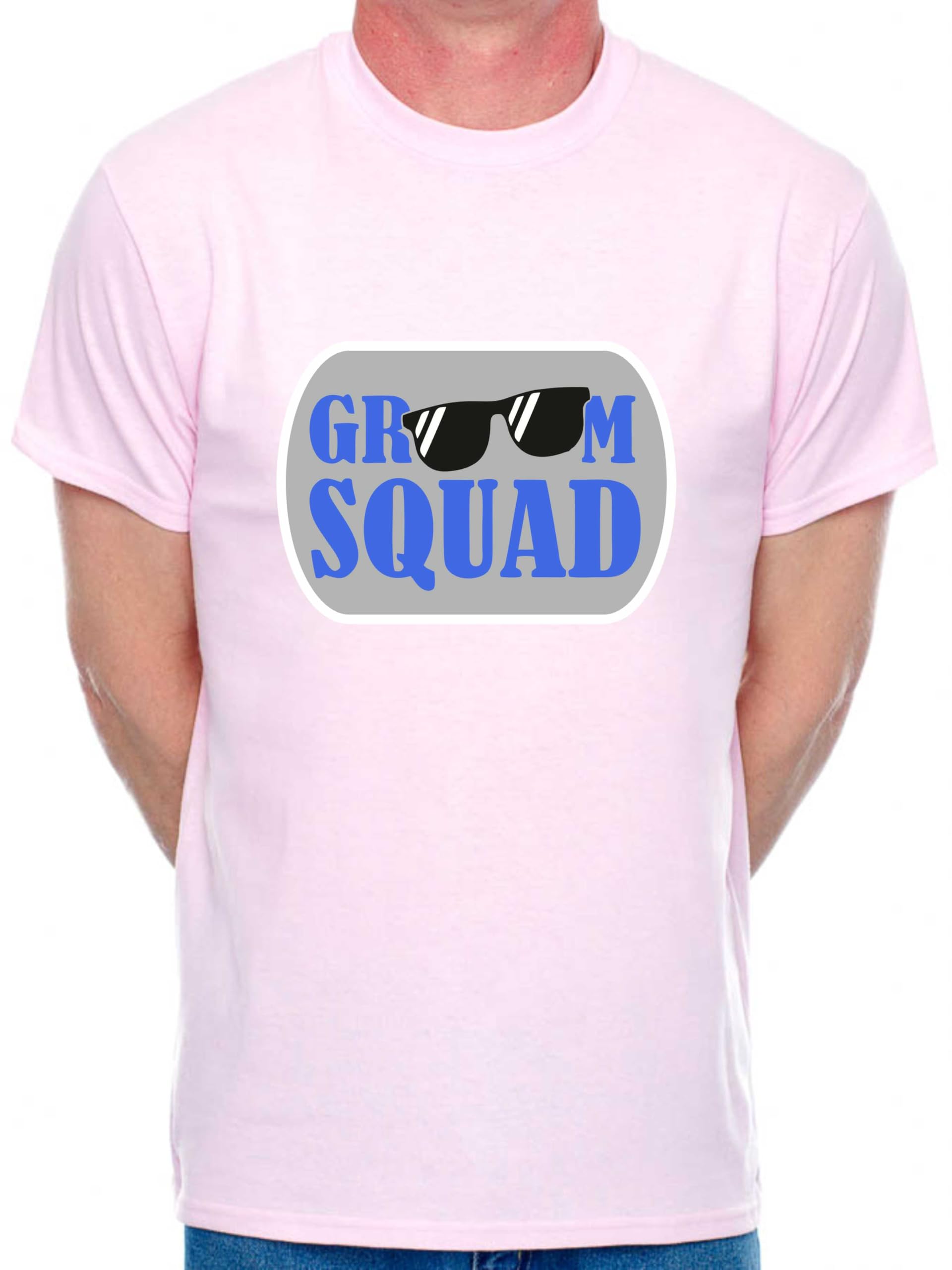 Print4u Men's Pink T-Shirt Groom's Squad Funny Stag Night Wedding Tee Large