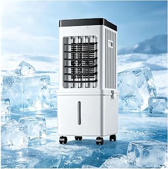 Small Portable Air Conditioner with Universal Swivel Casters, 15L Water Tank Capacity, Three-Speed Wind Setting for Bedroom Office Dorm, Home, Office, Camping [Energy Class A]