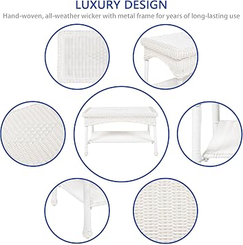 White Wicker Patio Coffee Table
