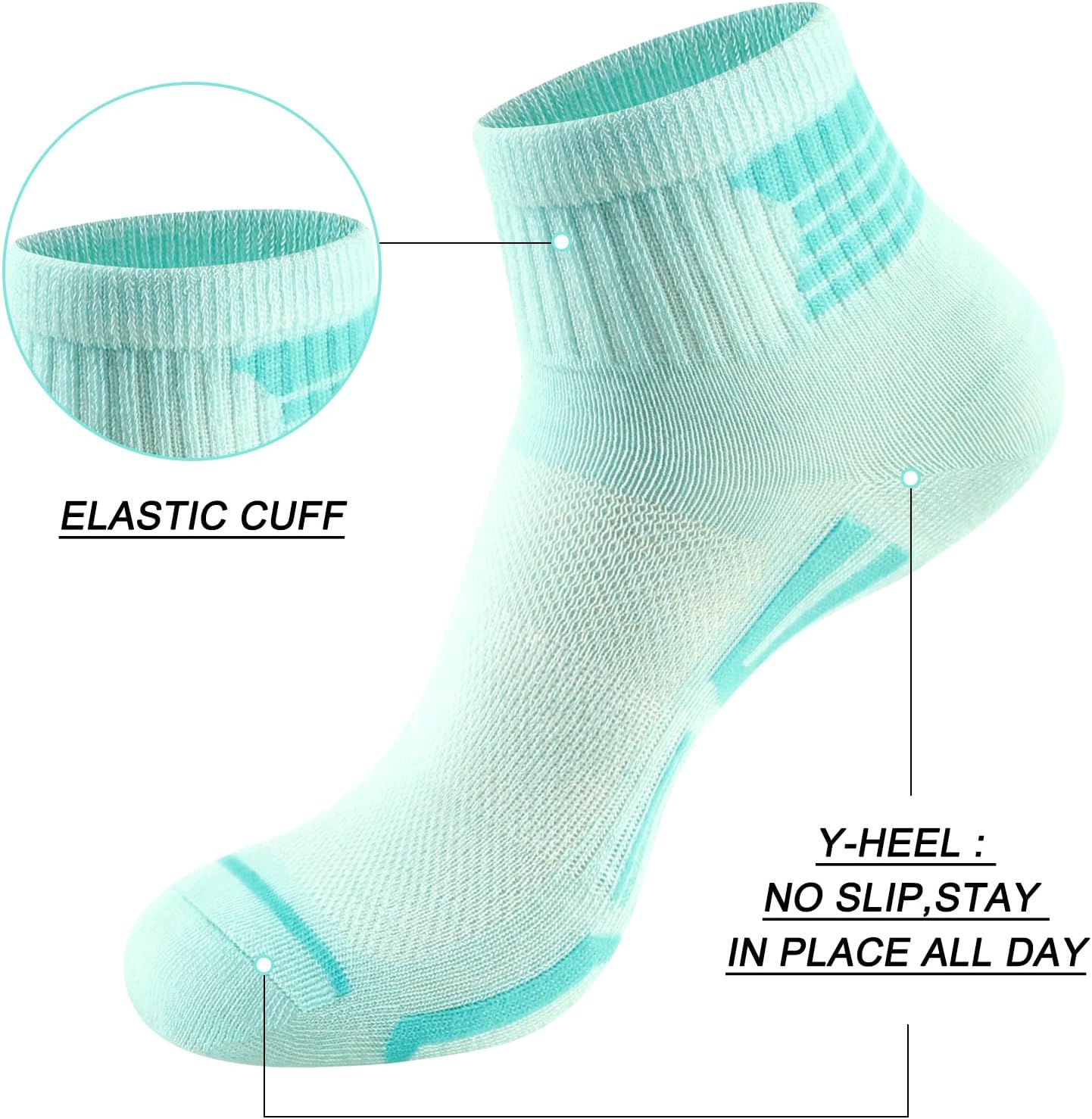 12 Pairs Womens Ankle Socks Lightweight Breathable Casual Mini Crew Quarter Socks For Women - Image 3
