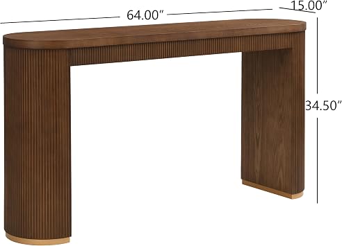 Christopher Knight Home Dory 64'' Long Oval Kitchen Bar Table for Home Kitchen/Dining Room, Sturdy Wooden Counter Height Pub Table with Double Pedestal Base, Modern Console Table, Walnut