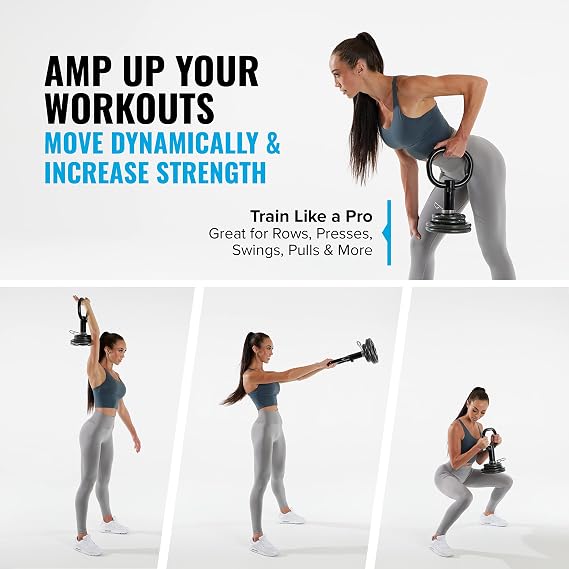 NewMe Fitness Adjustable Kettlebell Handle for Strength Training Kettlebells for Weight Plates - Home or Gym Workout- Ergonomic Design for a Comfortable, Non-Slip Grip
