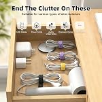 28Pcs Silicone Cable Ties Reusable, Multipurpose Cable Management Organizer, Adjustable Fastening Cable Straps with Locking Buckles, High Elasticity Cord Organizer, Travel Essentials(2 Sizes, 7Colors)