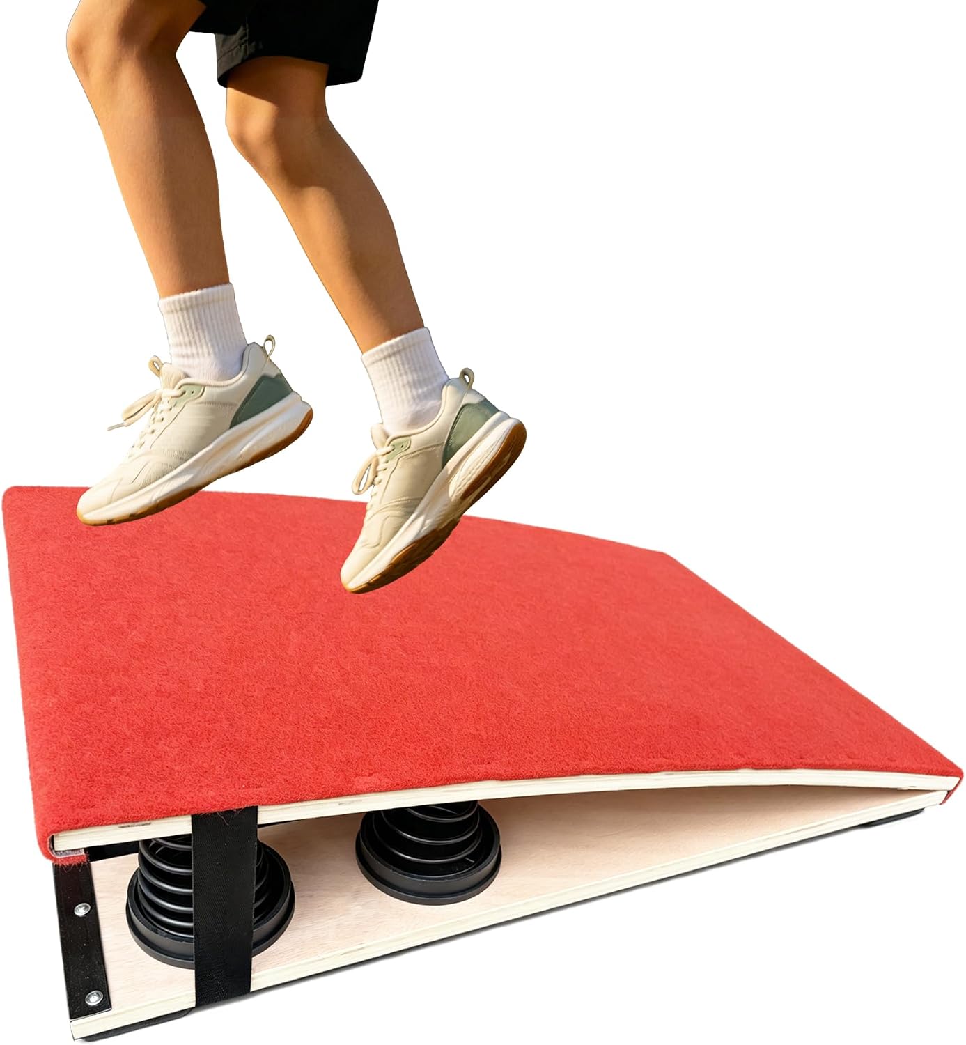 Red Gymnastics Springboard for Training, Jumping Board Bouncing Equipment with Non-Slip Surface, Indoor Outdoor Vault Training Mat for Beginners