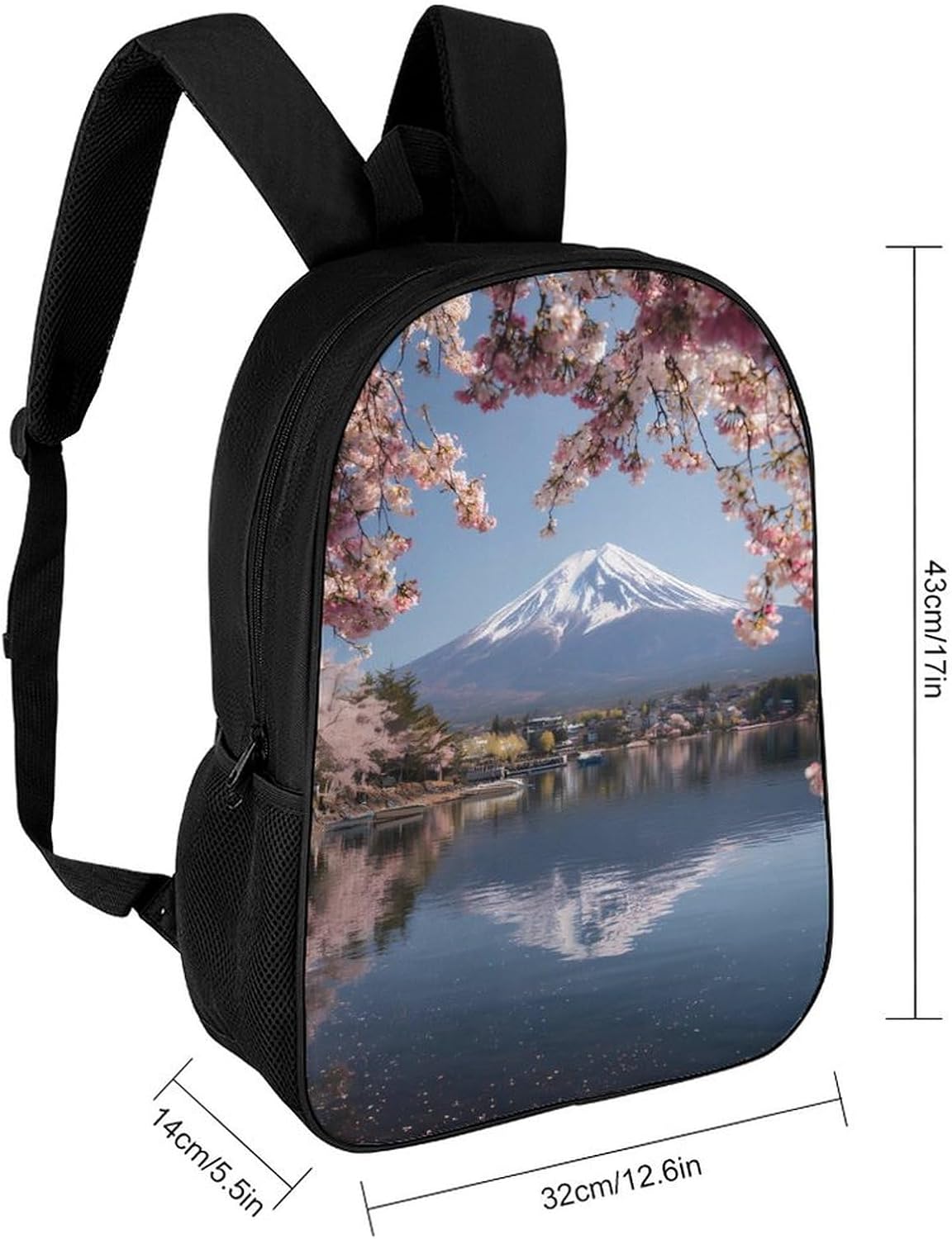 Lake Kawaguchi Mount Fuji Cherries Travel Backpack 17 Inch Daypack image 2