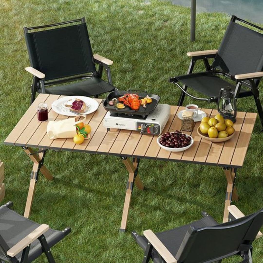 Table De Camping Pliante Avec Panier De Rangement Détachable Table De Camping Portable Table Pliable En M&eacute;tal Stable Table De Camping Avec Mobiliers Et Appareils 591321