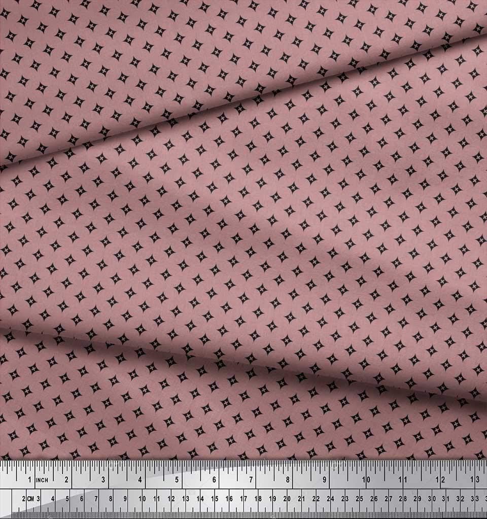 Soimoi Cotton Canvas Fabric - Geometric Print, Dusty Rose | 42" Wide | Sold by The Yard | Medium Weight Upholstery Fabric for Home Décor, Bags & DIY Projects image 2