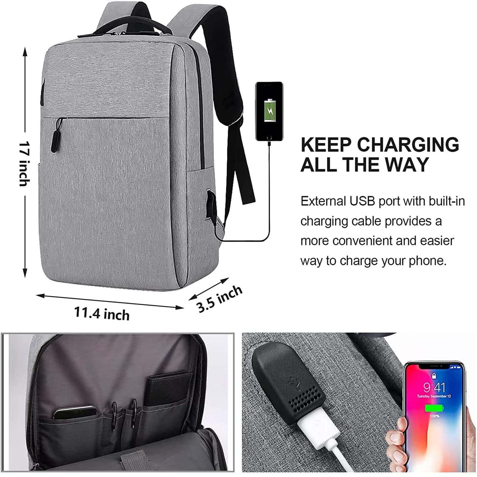 Plecak na laptopa torba wodoodporne plecaki podróżne akcesoria z portem ładowania USB, szkolna torba na książki dla mężczyzn i kobiet