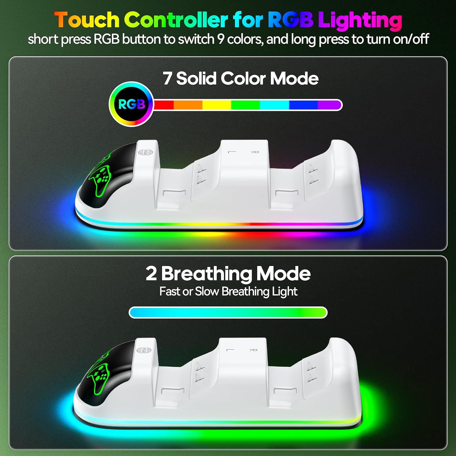OIVO Controller Charger Compatible with Xbox Series, One/S/X Controller, Dual Charging Station Updated LED Strap,Charger Docking Station with 2 Rechargeable Battery Packs - Image 3