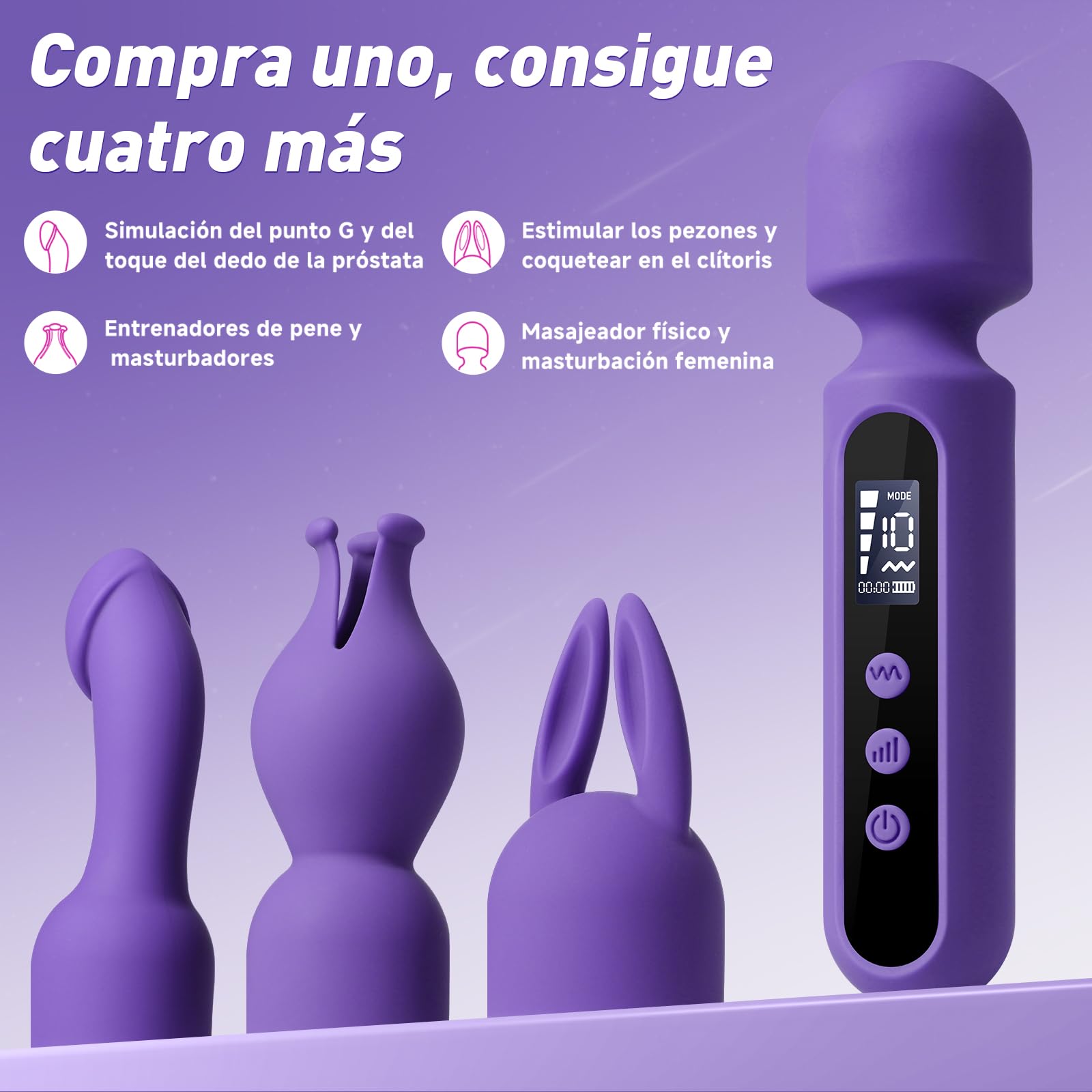 Juguetes Eróticos Para Pareja Sexuales Vibrador, Juegos de Vibradores con 3 Accesorios de modo 10x4, Vibradorador Mujer Juguetes Eróticos + Masturbador Masculino + Plug Anal Juguetes Sexuales