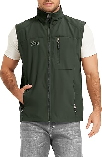 Flygo Chaleco de verano para hombre, casual, ligero, para exteriores, pesca, viajes, con bolsillos