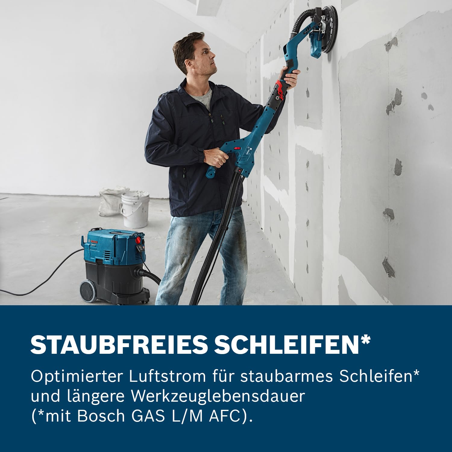 Bosch Professional Trockenbauschleifer GTR 55-225 (550 Watt, inkl. 1x Schleifblatt M480, 1x Schleifteller-Set weich, 3x Kabelclip, Handwerkerkoffer) Battery Powered