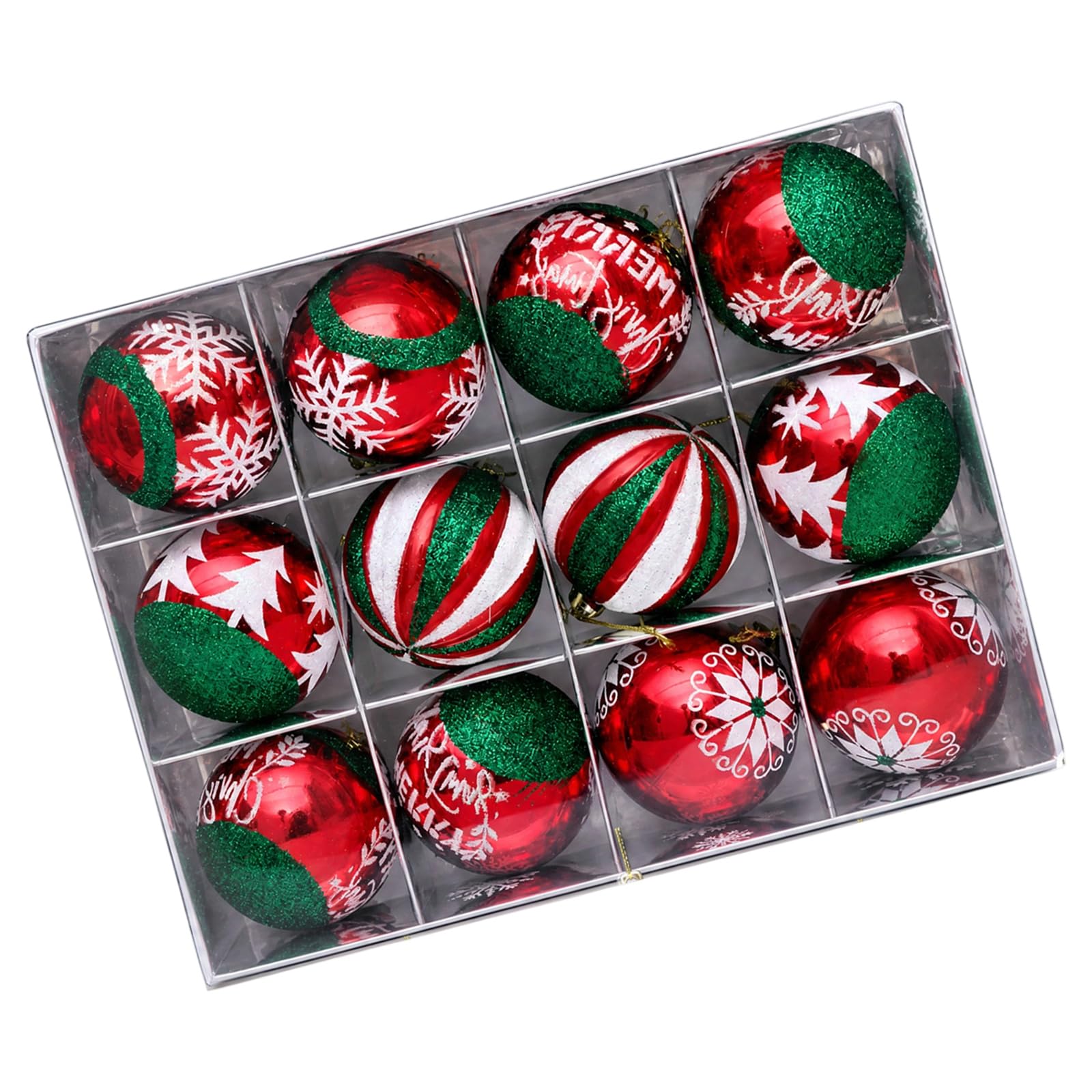 Tsophreniq 12Pcs Glittering Shatterproof Sphere Ornament Christmas Celebration Hangings Sphere Unbreakable Tree Hangings Decoration Shatterproof Christmas