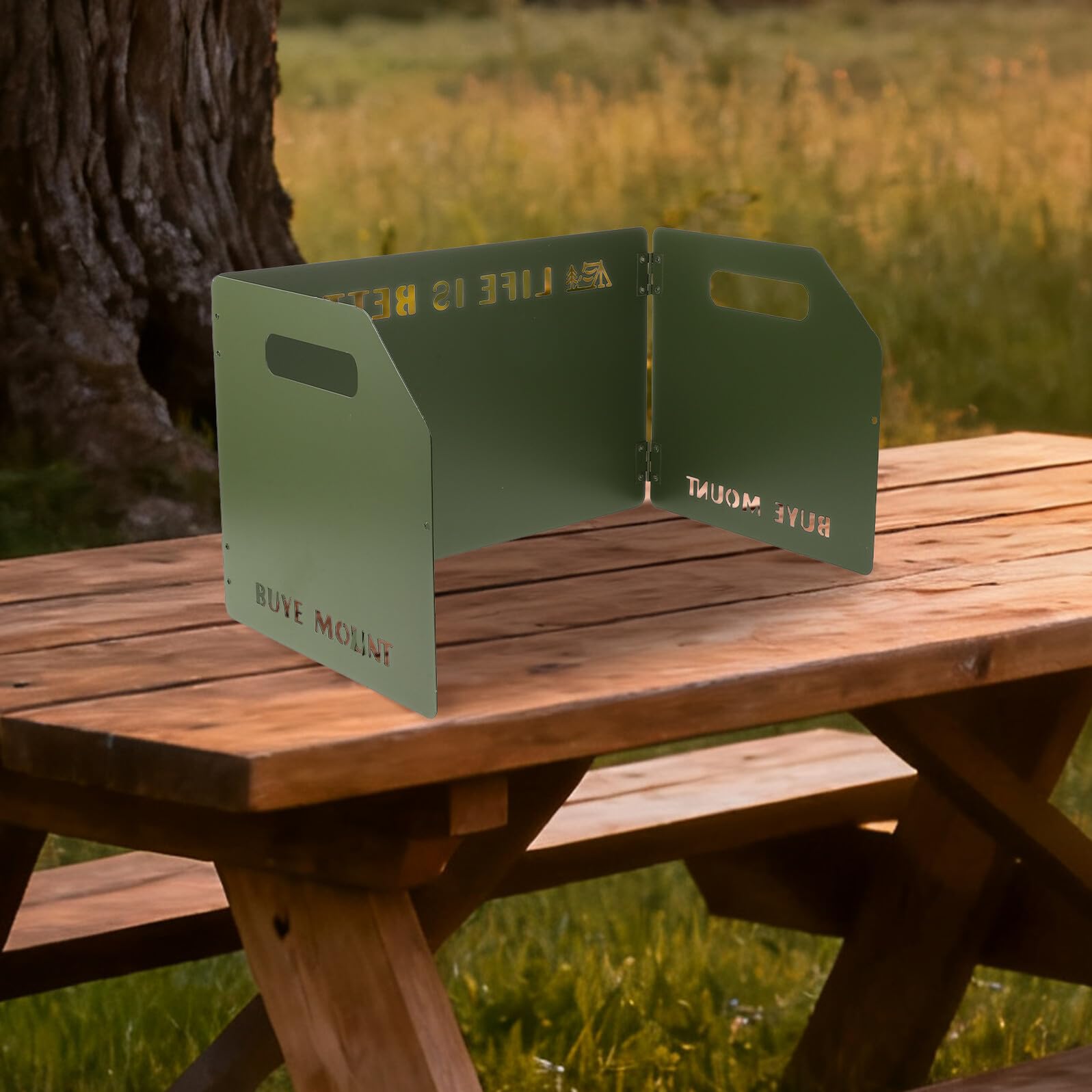Paravento Pieghevole per Fornello da Campeggio 3 Pannelli Protezione Antivento Resistente per Barbecue e Cucina Outdoor con Borsa da Trasporto per Picnic Escursionismo e