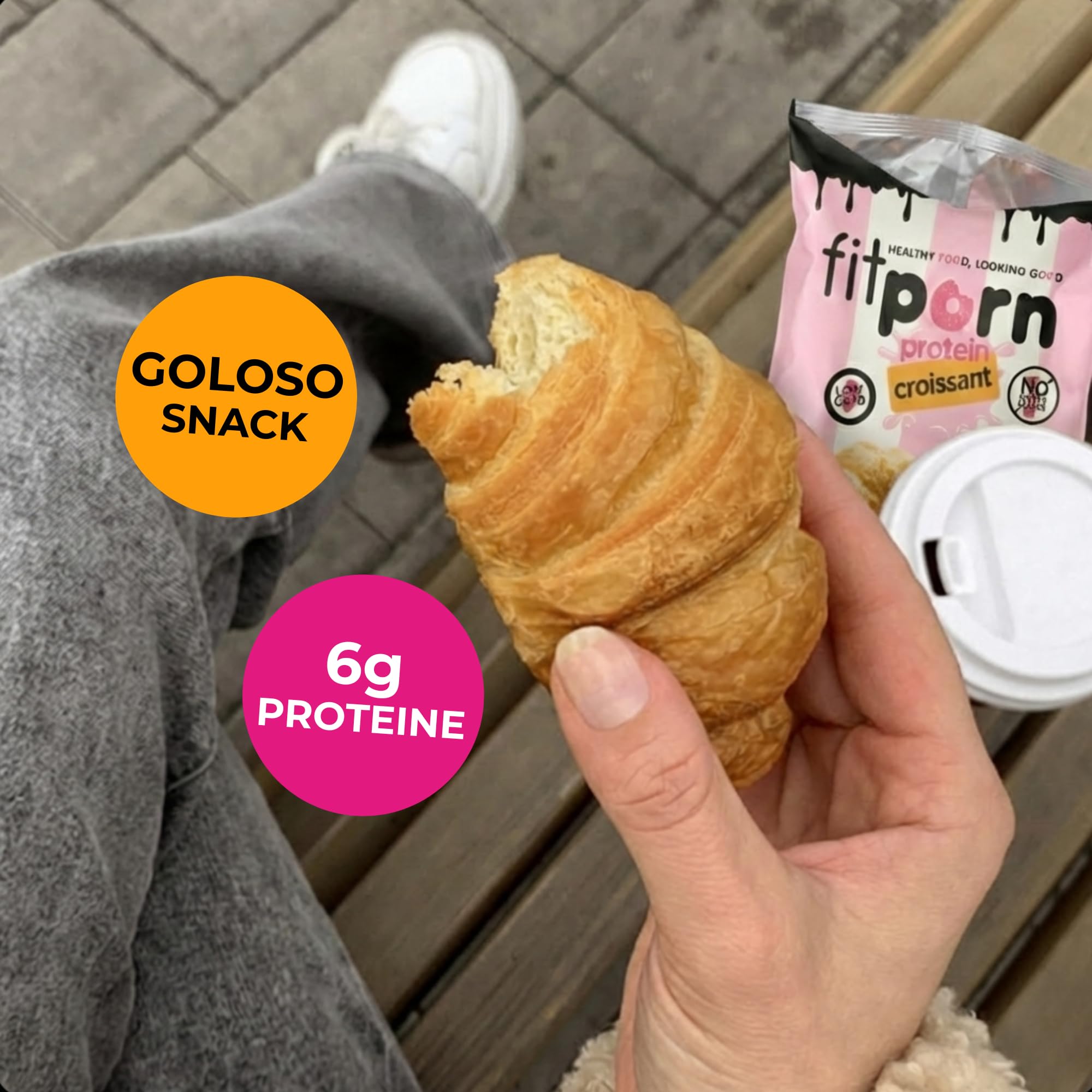 Fitporn - 25 Cornetti Proteici Low Carb al Naturale, Brioches Senza Zucchero Con 16% di Proteine, Ideali per Dieta Chetogenica, a Basso Indice Glicemico