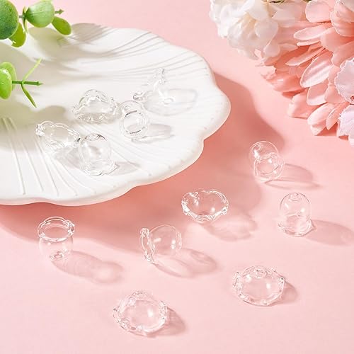 Vista 76 de FASHEWELRY 10 cuentas de cristal hechas a mano, cuentas florales de cristal, cuentas espaciadoras de flores de trompeta transparentes, cuentas