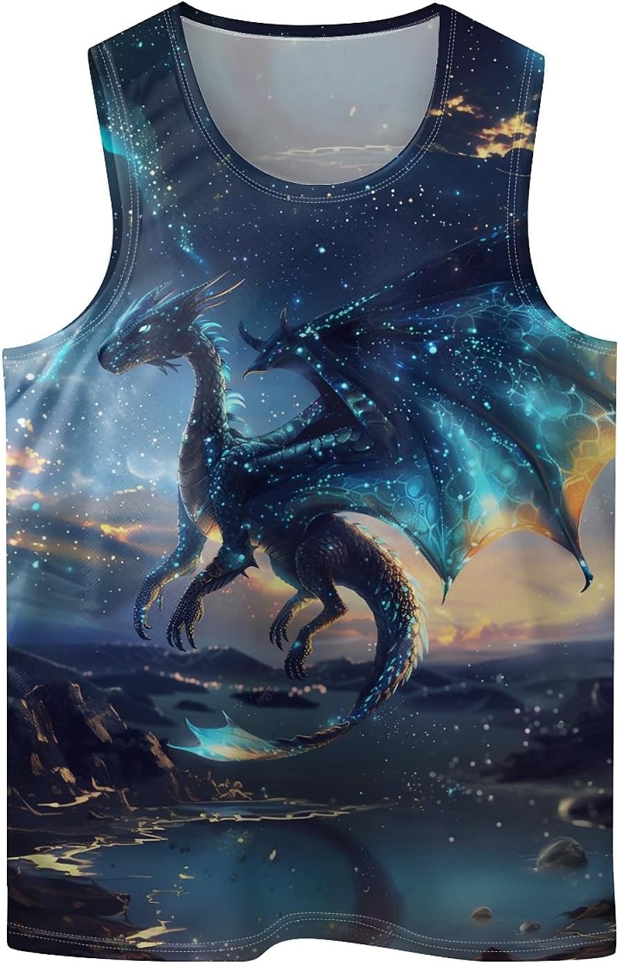 Cool Skull Mens Beach Tank Tops Novelty Graphic Quick Dry Sleeveless Shirt for Beach Workout S-4XL
