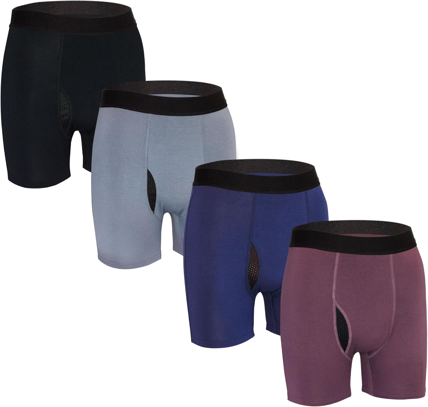 Men's Bamboo Viscose Boxer Briefs 4-Pack – Soft, Breathable, Premium Comfort (96% Bamboo Viscose, 4% Spandex)