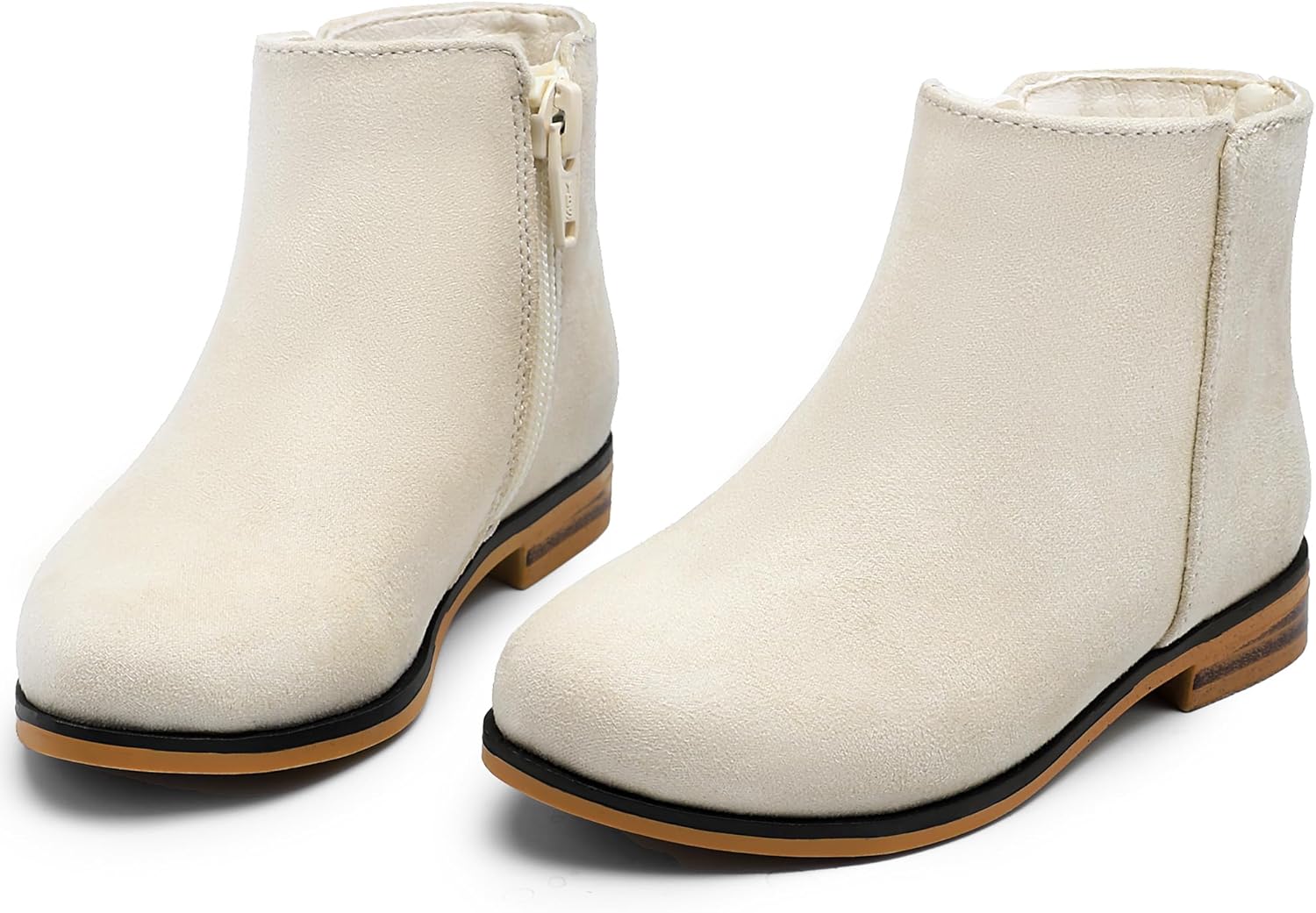 Girls Boots Kids Ankle Boots Side Zipper Booties Fashion Short Suede Low Heels