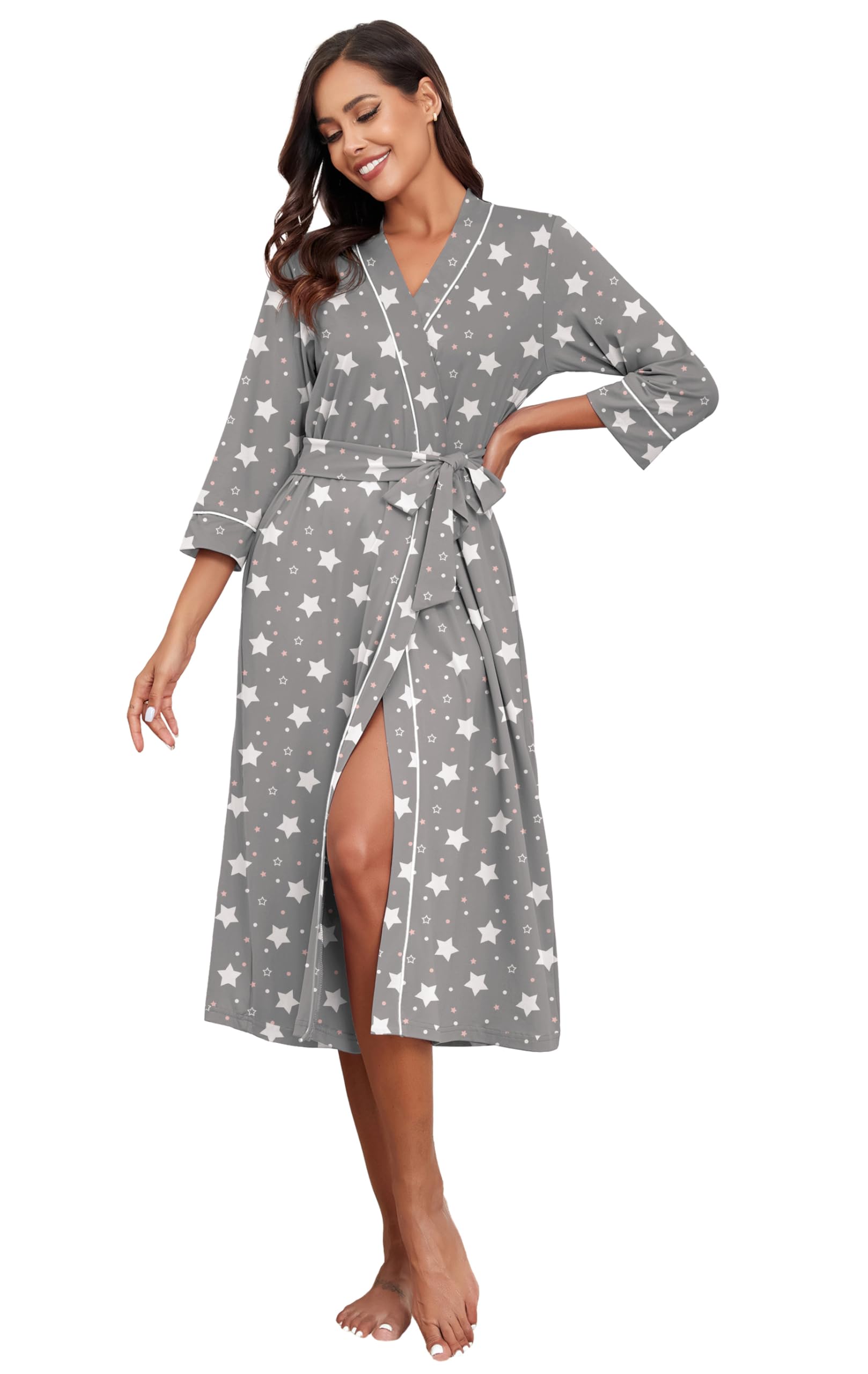 PrinStory Morgenmantel Damen Leicht Bata para mujer Mujer