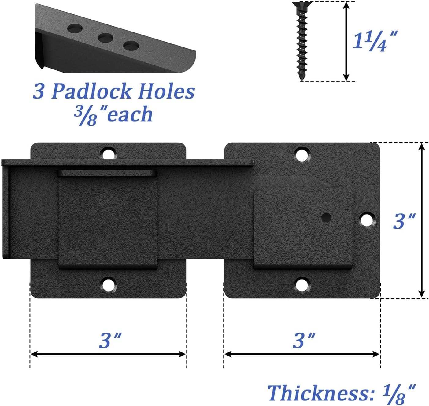 1 Pack Flip Fence Gate Latch with Padlock Hole, Heavy Duty Metal Farm Flip Fence Gate Latch Matte Black for Outdoor Gate