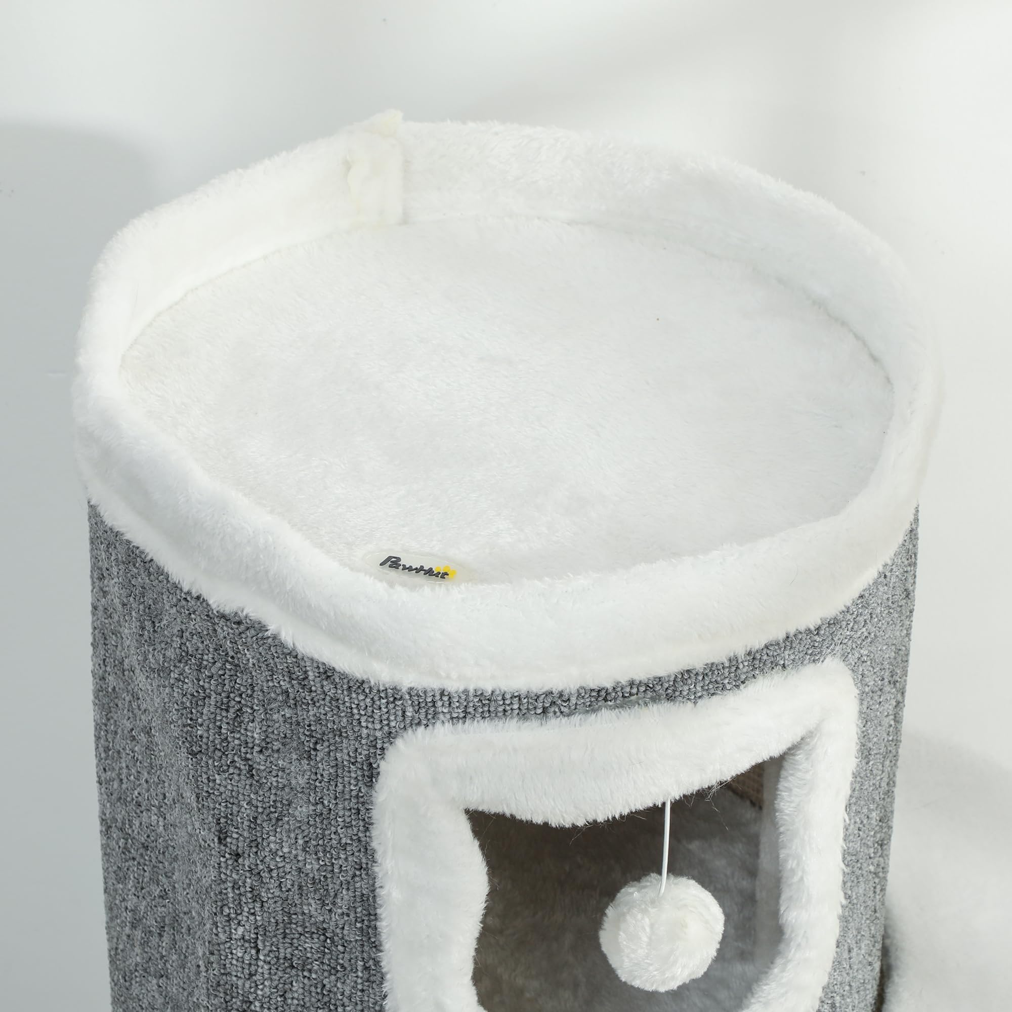 PawHut Tour pour Chat à 4 Niveaux, 101cm, Arbre à Chat Stable avec griffoirs en sisal et Bord en Peluche, 2 Plateformes, lit supérieur, pour Petits et Grands Chats, Parfait pour Griffes & Jeu, Gris