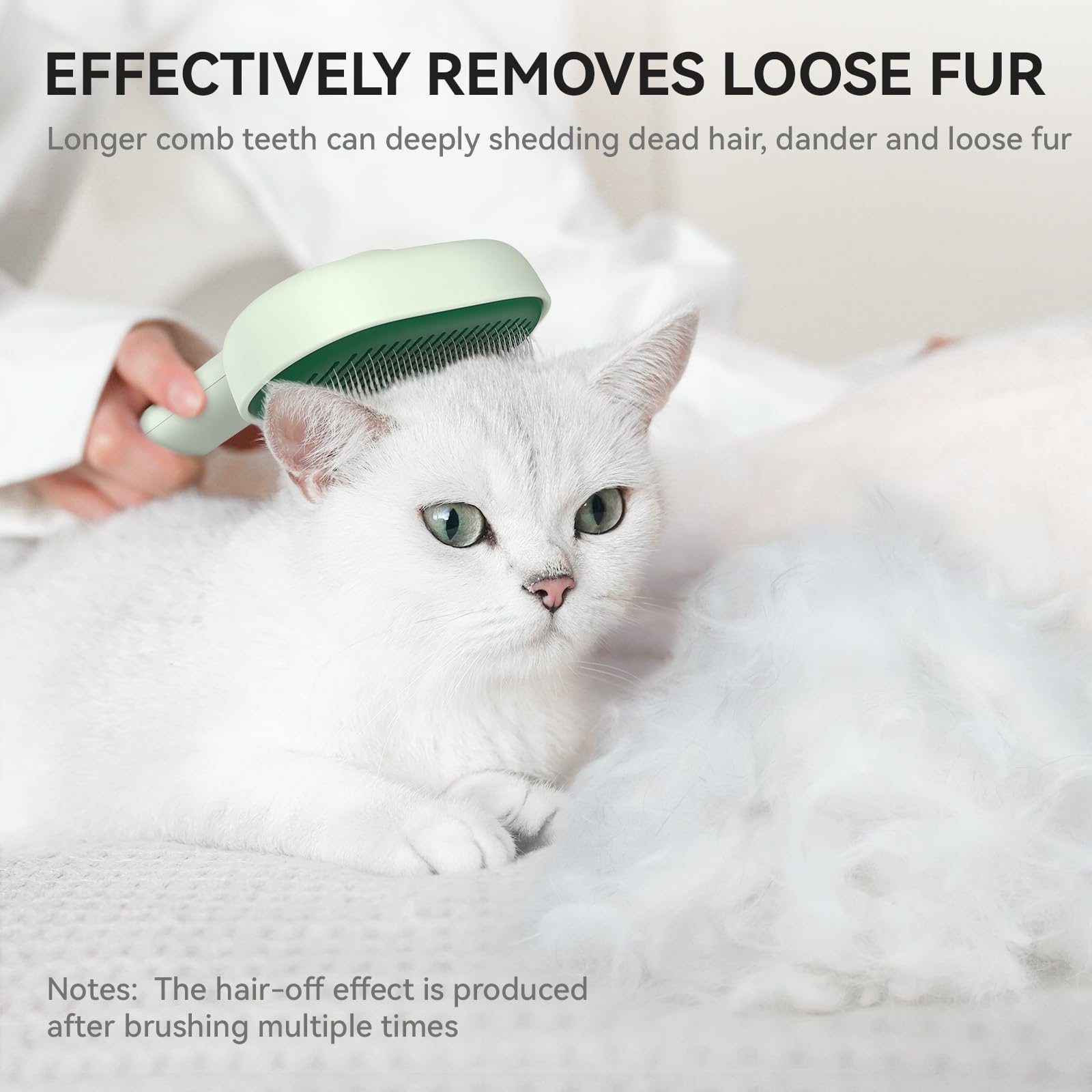 aumuca Cat Brush for Shedding, Cat Brushes for Indoor Cats, Horses Grooming Deshedding Brush for Dog Kitten Horse Massage Removes Loose Fur, Forest Green - image 6