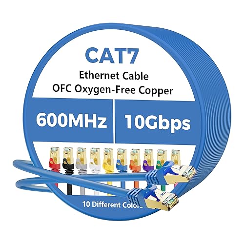 Cable Ethernet Cat 7 de 30 pies, cable de Internet de alta velocidad de 10 Gbps, blindado SFTP, cobre puro OFC, cable de red LAN RJ45 CAT7