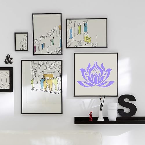 Miniatura 6 de GORGECRAFT Plantilla de flor de loto de 12 x 12 pulgadas, plantillas sagradas de mandala de yoga, plantillas de pintura de plástico reutilizables