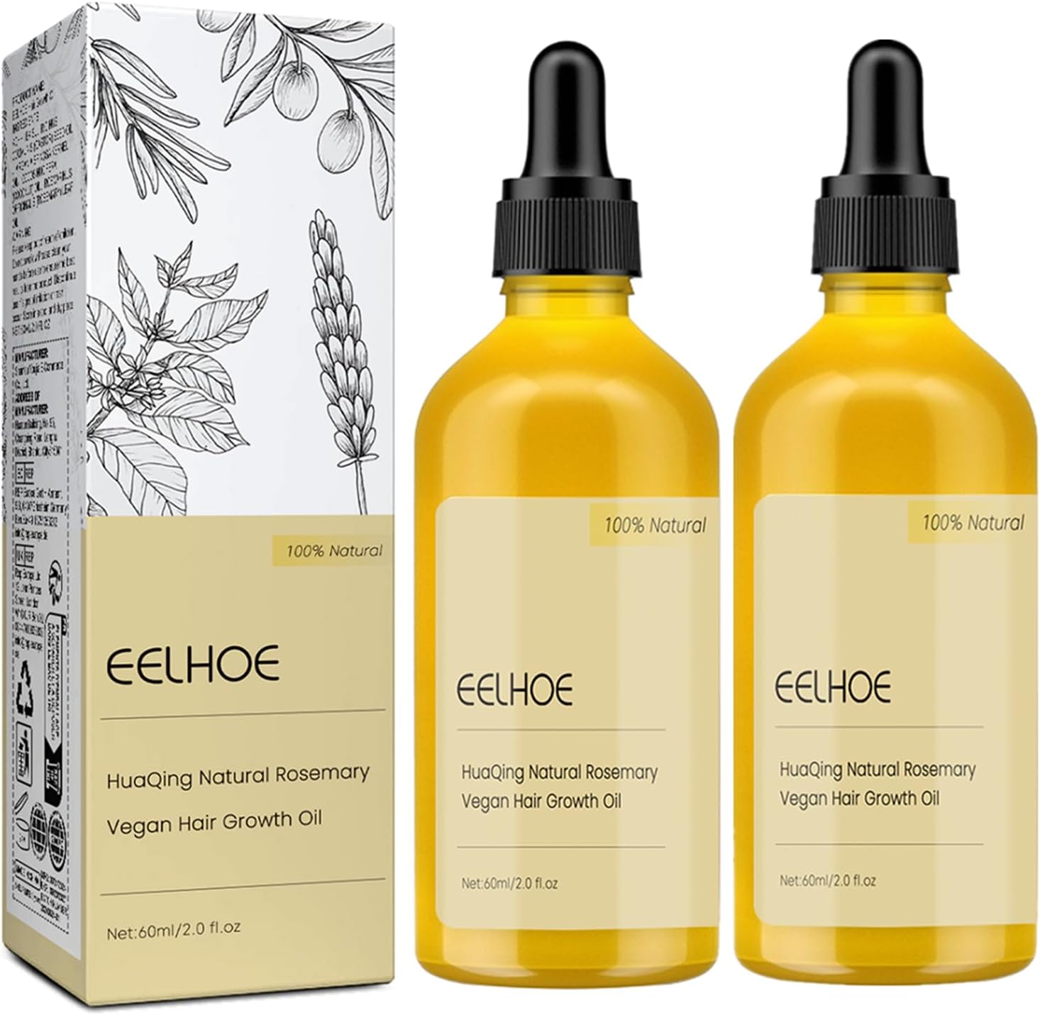 2 Pack Natural Hair Growth Oil, Carvenchi Hair Growth Oil with Organic Rosemary, Nourishing Hair, Dry Damaged Hair and Thin Hair