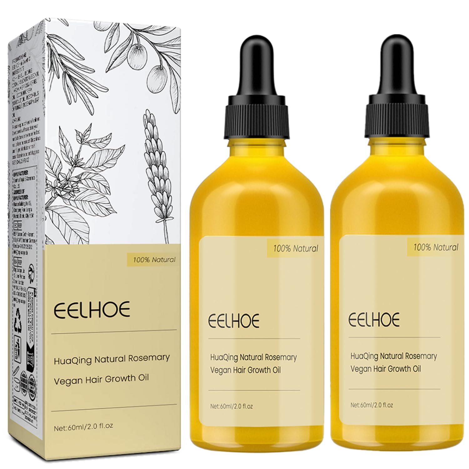 2 Pack Natural Hair Growth Oil, Carvenchi Hair Growth Oil with Organic Rosemary, Nourishing Hair, Dry Damaged Hair and Thin Hair