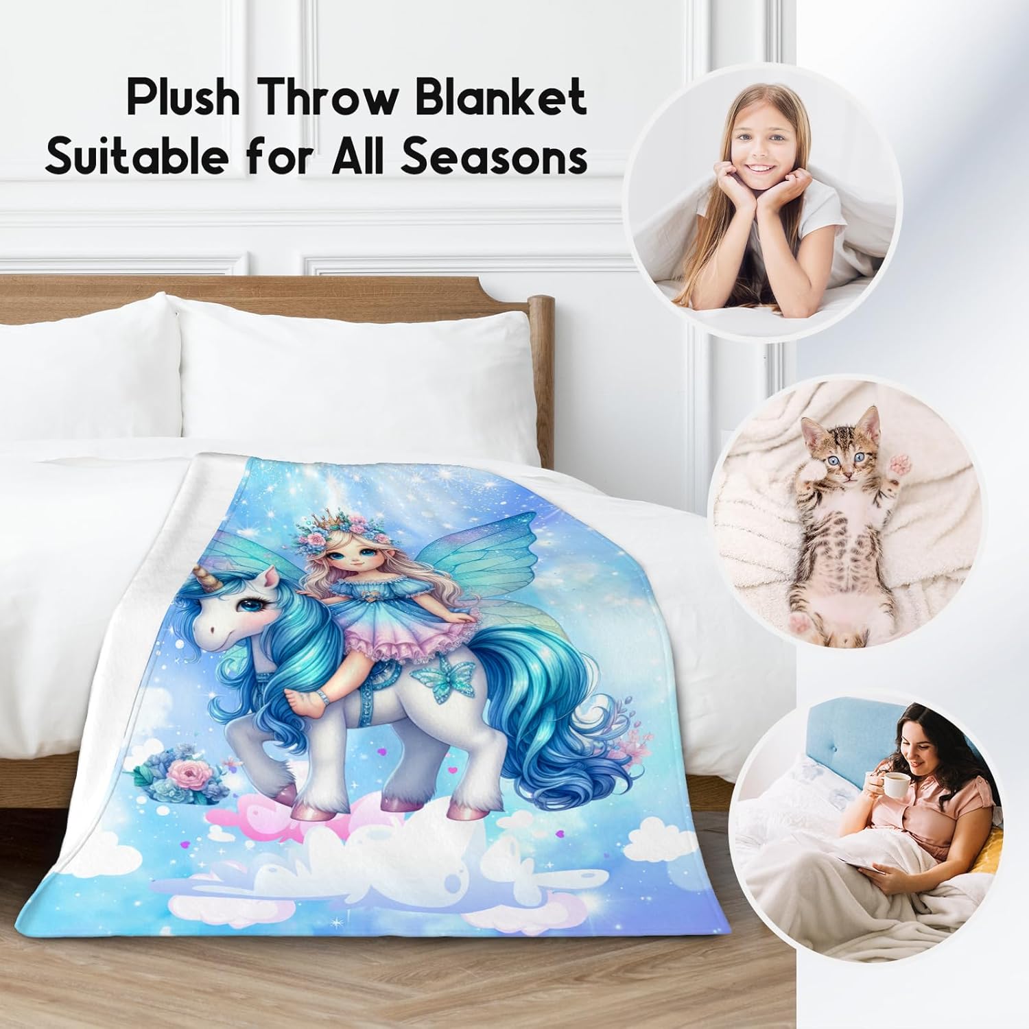 Blanket for Girls, Unicorn Blanket for Kids, Unicorn Gifts Soft Lightweight Throw for Sofa Couch Chair, 40"x50" - Image 2