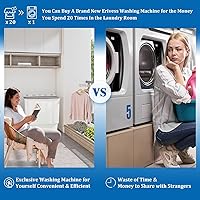 Vista 3 de Lavadora portátil de doble tina de 18 libras con estante de secado y 10 perchas, lavadora mini compacta de 11 libras con centrifugadora de 7 libras