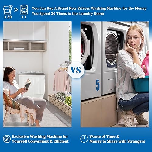 Miniatura 3 de Lavadora portátil de doble tina de 18 libras con estante de secado y 10 perchas, lavadora de 11 libras, mini lavadora compacta con giratorio de 7