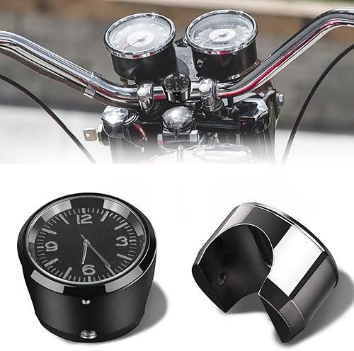 YHTIMIOX Motocicleta 78" - 1" reloj de manillar impermeable retro 1.7 "bandera americana cráneo choque reloj reloj de cuarzo para Harley Dyna
