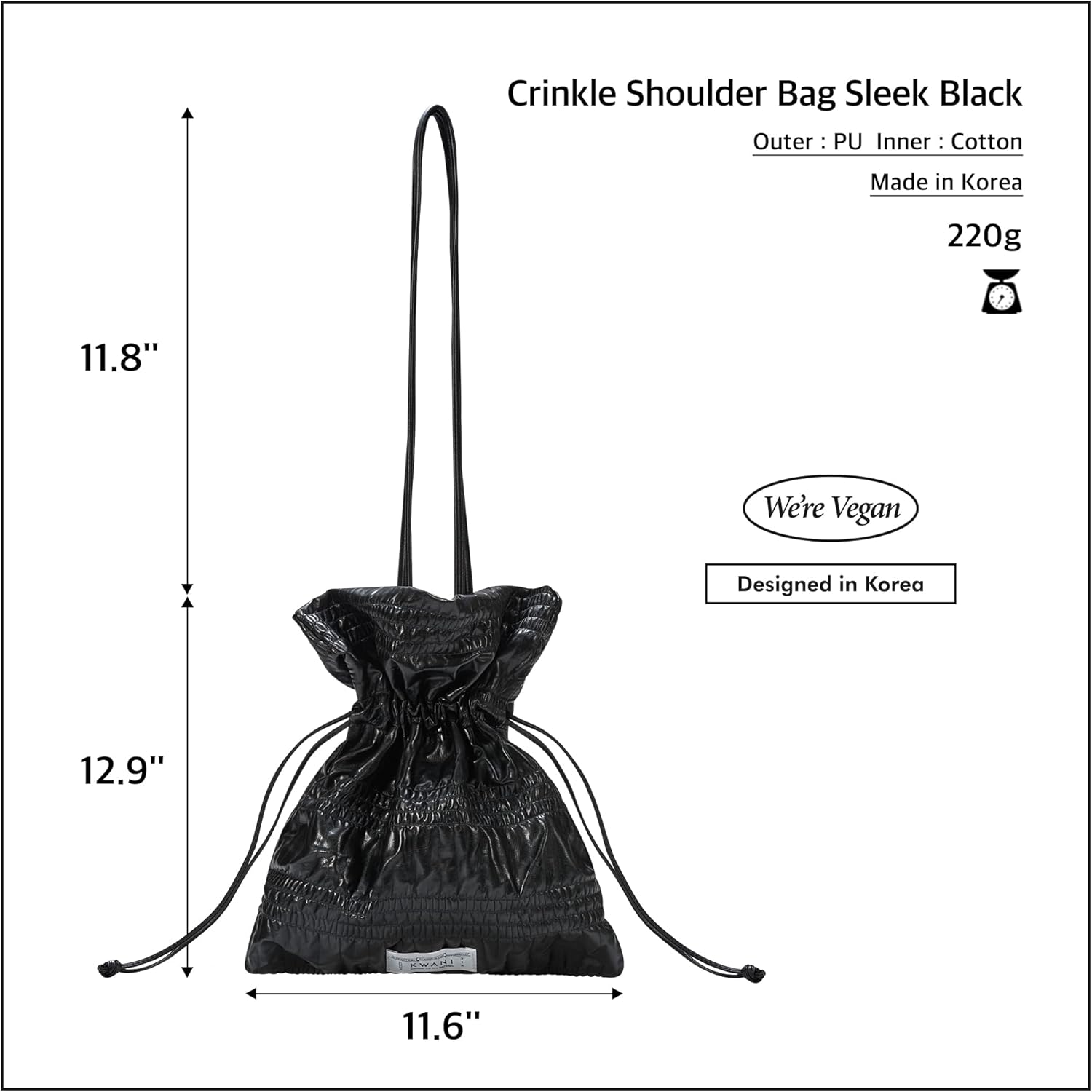 KWANI Crinkle Shoulder Bag for Women - Lightweight PU Leather Tote Bag, Casual & Chic Handbag for Work, Travel, Shopping - Image 4