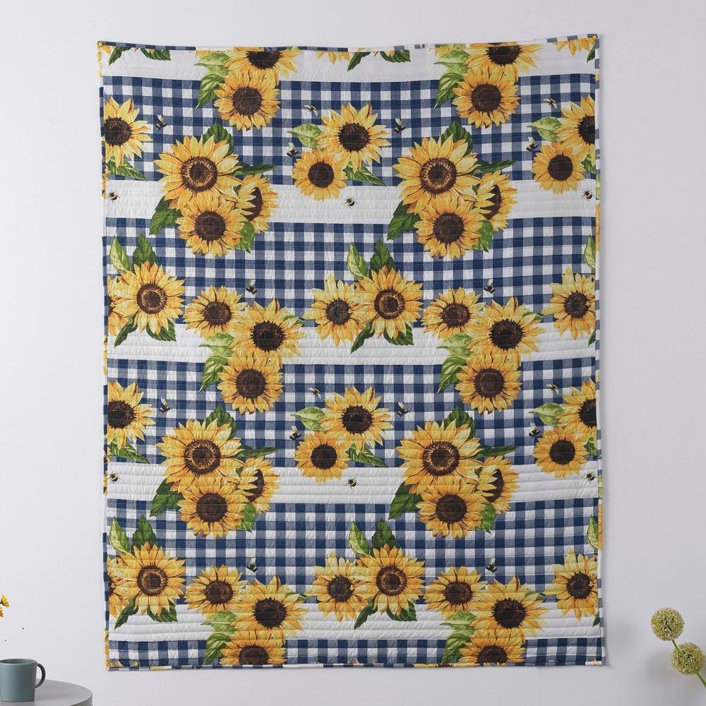 Greenland Home Barefoot Bungalow Sunflower Throw Blanket, Gold